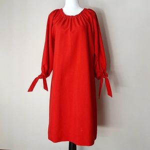 Crimson red long sleeve shift dress